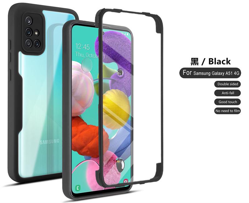 For Samsung Galaxy A51 Case 360 Clear PC Shockproof Phone Cover For GalaxyA51 A 51 With Screen Protection Silicone Bumper Funda