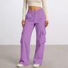 Women's Casual Fashion Solid Color Elastic Waist Drawstring Workwear Wide Leg Pants With Pockets