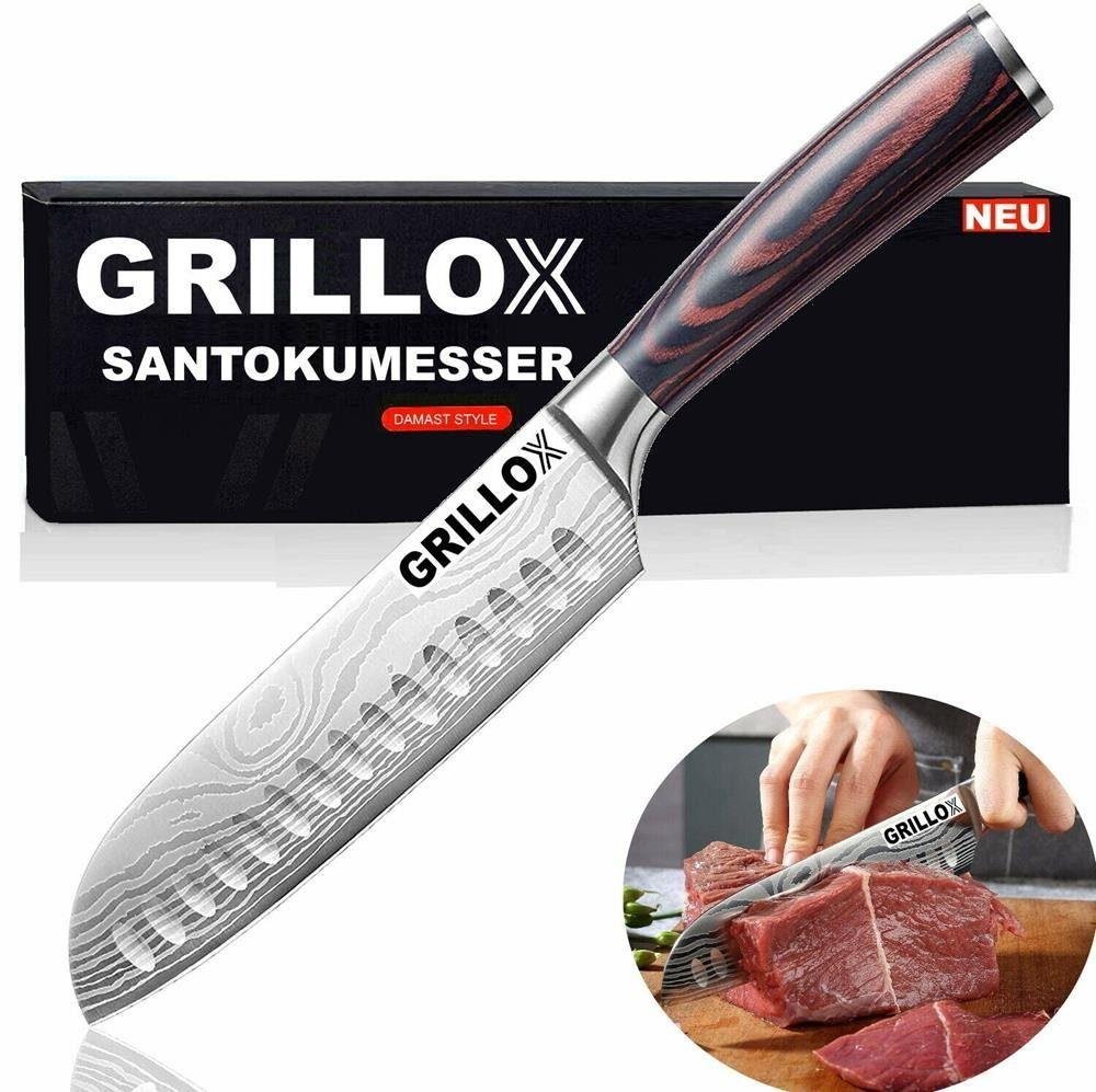 GRILLOX Santokumesser 17cm Küchenmesser Kochmesser Sushi Ultra Scharf Edelstahl