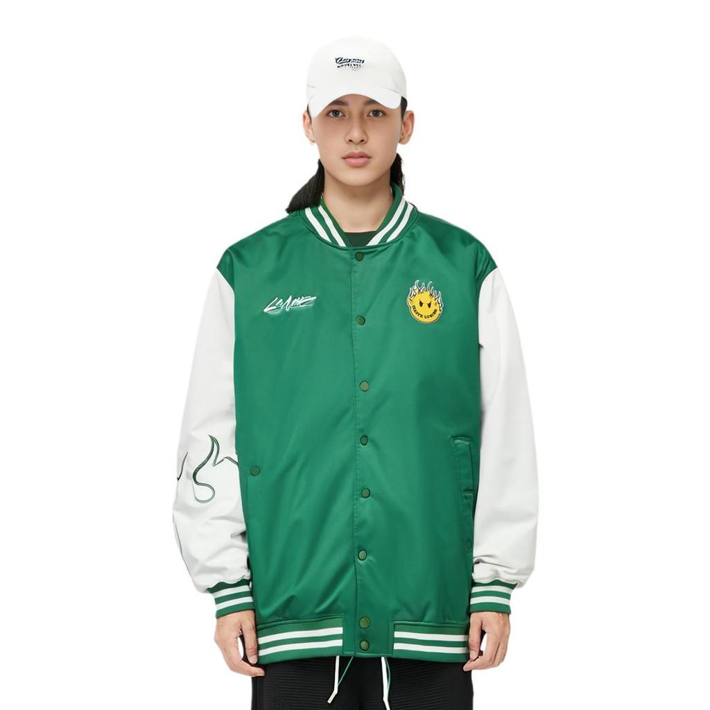 Li-Ning Unisex OG_SLICK Collaboration Varsity Jacket Green White AJMT075-3