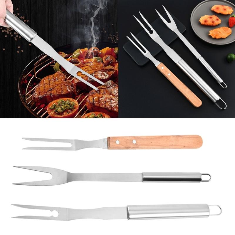 Barbecue Carving Fork Cooking Fork Steak Clamp Picnic Fork Stainless Steel BBQ Serving Grill Meat Roasting Grilling Fork