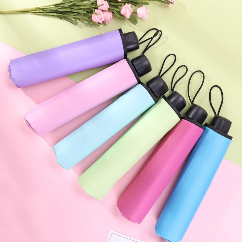 Minimalist 3-Folding Manual Sun Protection Umbrella with 190T Nylon Fabric for Summer