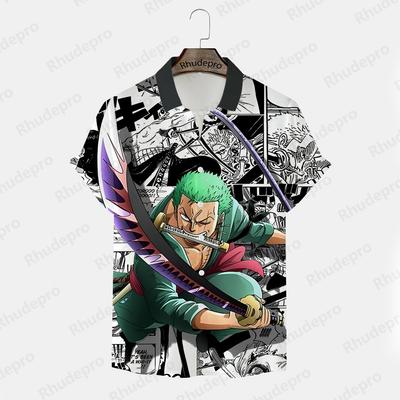 One Piece Roronoa Zoro Shirt For Men Fashion T-shirt Y2k Monkey D Luffy Streetwear New Anime High Quality Clothing Men's 5XL
