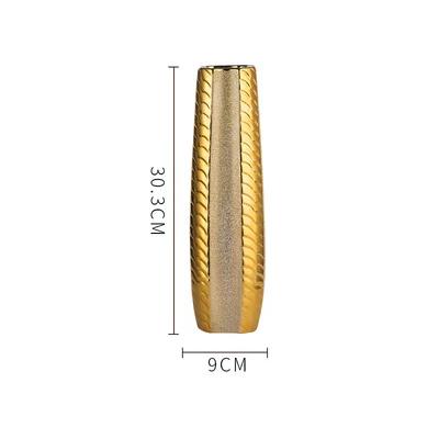 30 cm Luxus Europa Gold Keramik Vase Heimdekoration Kreatives Design Porzellan Dekorative Blumenvase Für Hochzeitsdekoration