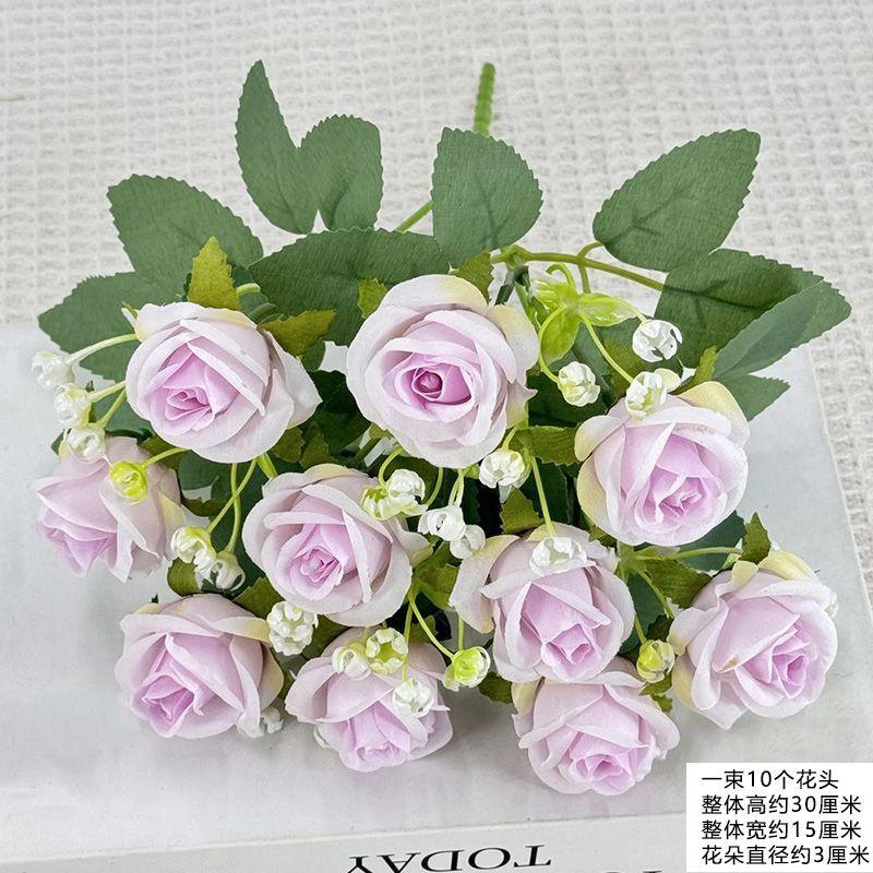 

10-piece Imitation Rose Silk Flower Bouquet Wedding Decoration Set - Artificial Flowers For Flower Arrangement, Home Desk Decoration