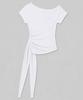 CHICKS Drape Strap One-Shoulder Short Sleeve Charcoal