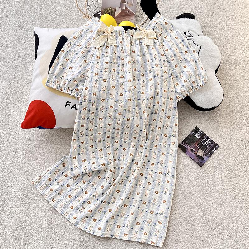

A Bao Xi Women s Spring-Summer Cartoon Nightgown - Breathable Elastic Cotton Skirt Homewear Size: M-2XL