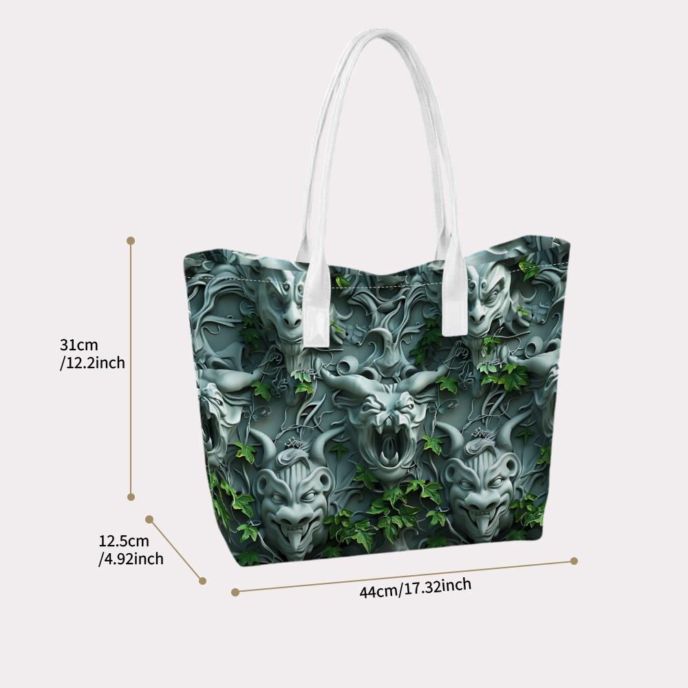 Gothic Gargoyle Pattern Tote Bag Unique Design Daily Use Carryall