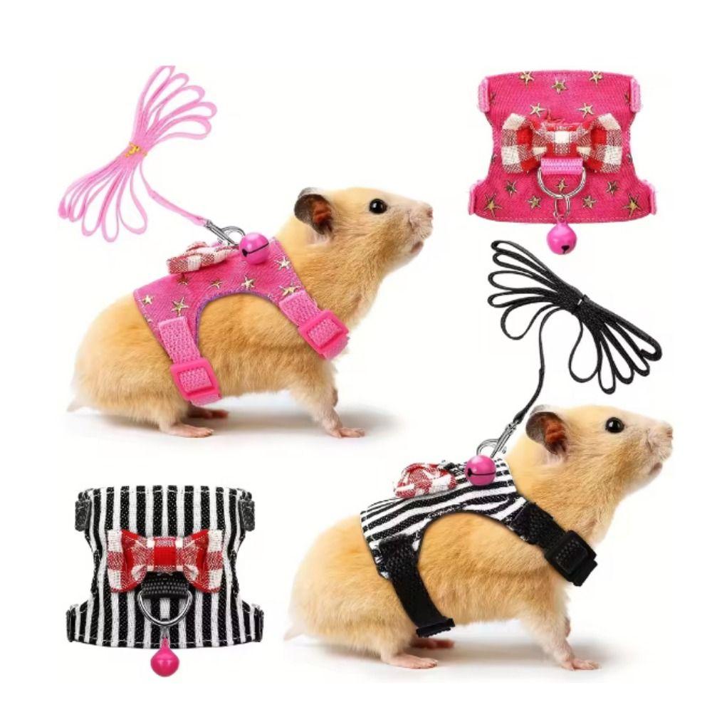 Escape-Proof Hamster Harness Adjustable Rabbit Vest Leash Hamster Chest Strap for Small Animal