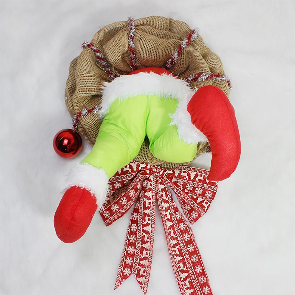 Xmas Christmas How the Grinch Stole Burlap Wreath Thief Stole Santa ...