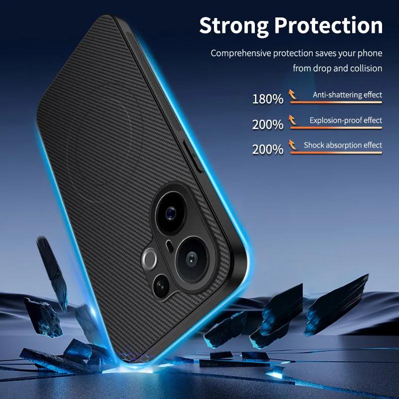 Case For VIVO X200 FE Matte Luxury Carbon Fiber Texture Magsafe Wireless Charge Shockproof Phone Cover For VIVO X200FE 5G Shell