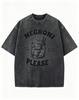 2026 New Vintage Washed Black Tshirt Retro Cocktail Negroni Print Casual Short Sleeve Tee