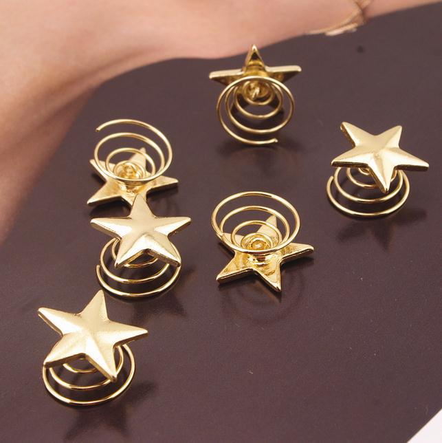 Korean Style Pearl Star Spiral Hairpin - Fashionable European & American Hair Accessory A018