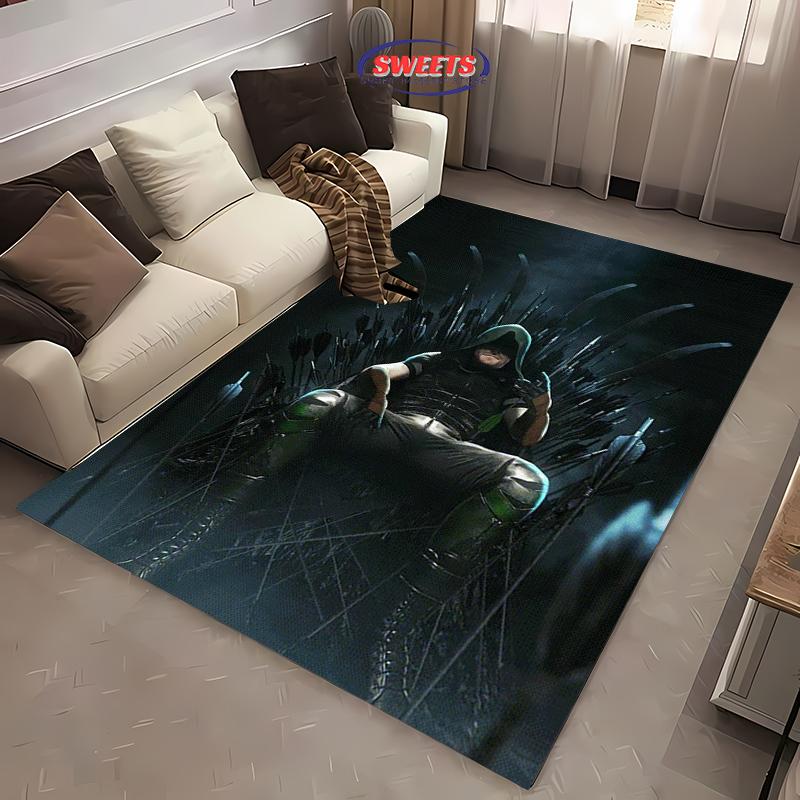 New Shelves ! Classic DC Green Arrow Carpet, Living Room Bedroom Office Children's Room of Choice, Non-slip Machine Washable Mat