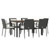 VidaXL Garden Dining Set and Cushions 7pcs Black Wicker 3157966