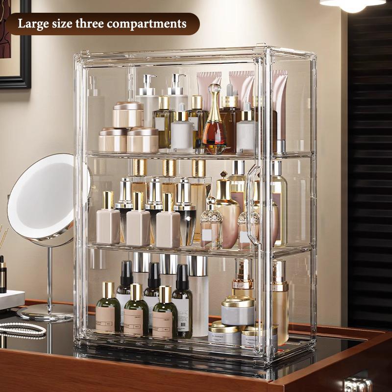 Organisateur de Maquillage en Acrylique Transparent et Grand avec Couvercle Tiroirs de Rangement Cosmétique Boîte Organisateur de Rangement en Acrylique avec Porte Magnétique