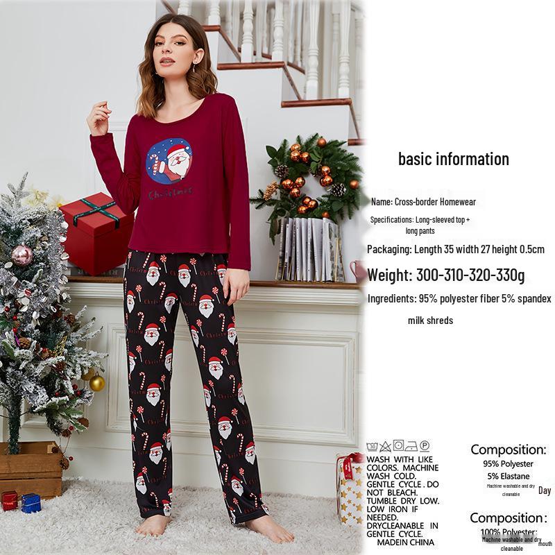 2025 Autumn/Winter Women's Milk Silk Pajama Set - Long Sleeve & Pants, Christmas Style, Hot Seller