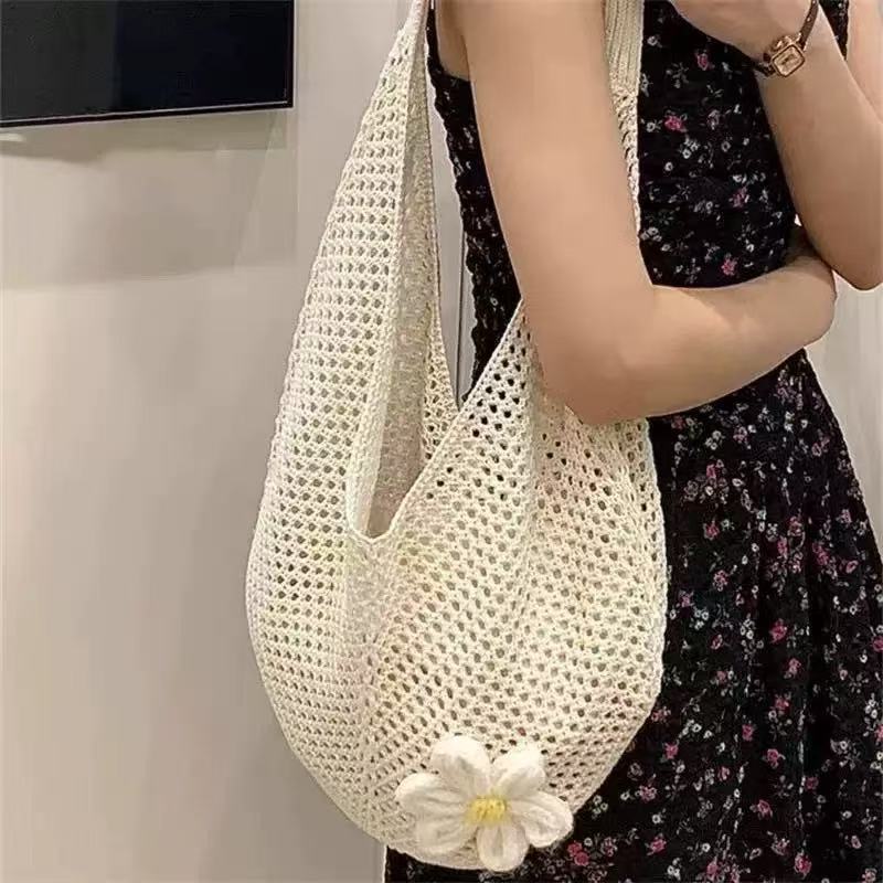 Beach Vacation Straw Bag New Shoulder Bag Summer Straw Tote Bag Large Capacity Portable Woven Bag