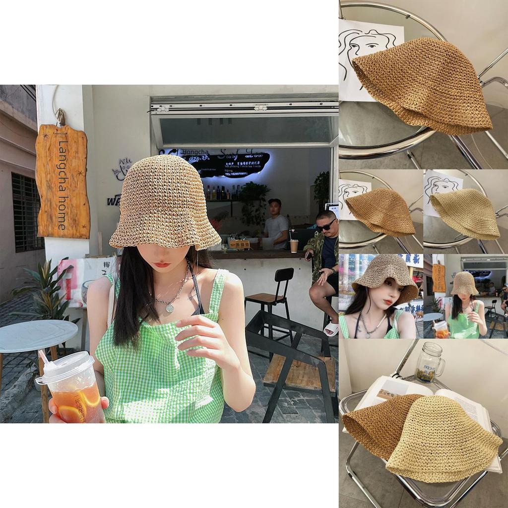 Stylish Crochet Sun Hat For Women Breathable Wide Brim Foldable Beach Hat