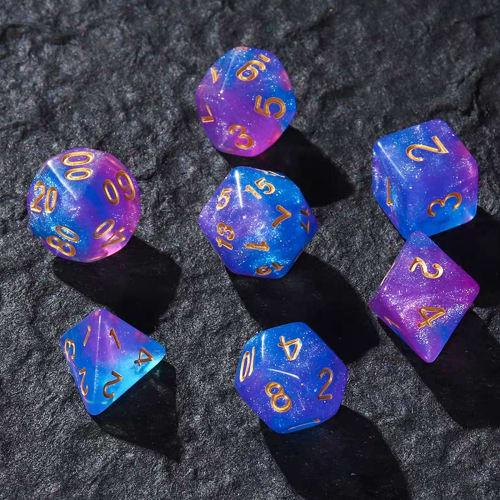 Koundeneko Polyhedral Dice, 2 Sets (14 Dice), 4-Sided, 6-Sided, 8-Sided, 10-Sided, 12-Sided, 20-Sided, Mythology, TRPG, MTG, Board Game, Card Game, Ta