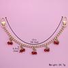 Fashion Temperament Glass Stone Red Cherry Chain Jewelry Bag Hanging Jewelry Bag Charm Bag Accessories
