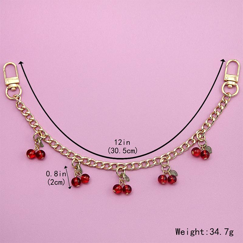 Fashion Temperament Glass Stone Red Cherry Chain Jewelry Bag Hanging Jewelry Bag Charm Bag Accessories