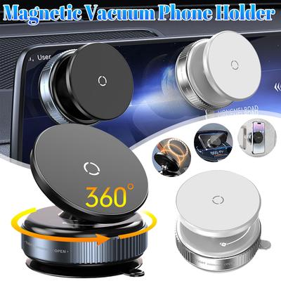 Car Phone Magnetic Stand Mechanical Vacuum Suction Cup Rotate 360° Magnetic Adsorption Bracket Navigation Universal Holder