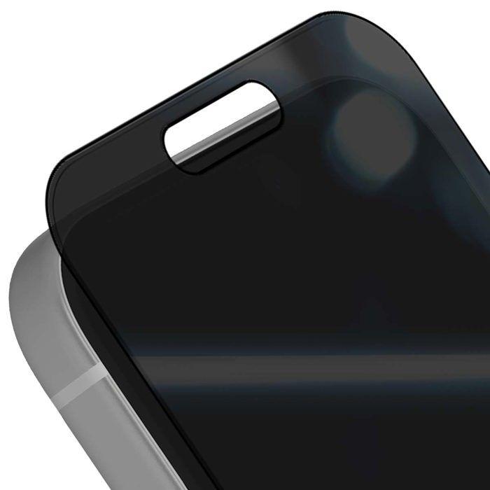 Verre Trempé pour iPhone 17 Pro Max Ultra-Wide Fit avec EasyAligner Anti-espion Panzer Glass Noir transparent