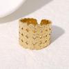 18k Gold Adjustable Wide Band Stainless Steel Ring for Women