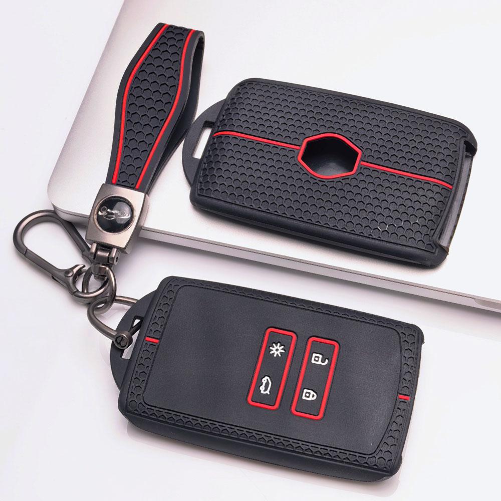 Key Cover for Renault Koleos Kadjar Arkana Clio Megane Captur Zoe Scenic with Keychain Anti-Scratch Guard Shockproof Protection Soft Grip Texture