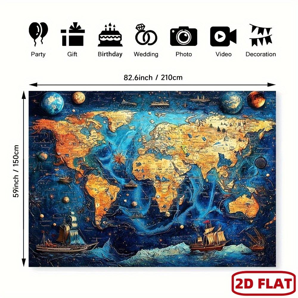 2D flat surface one-piece world map banner suitable for decoration at birthdays weddings and parties