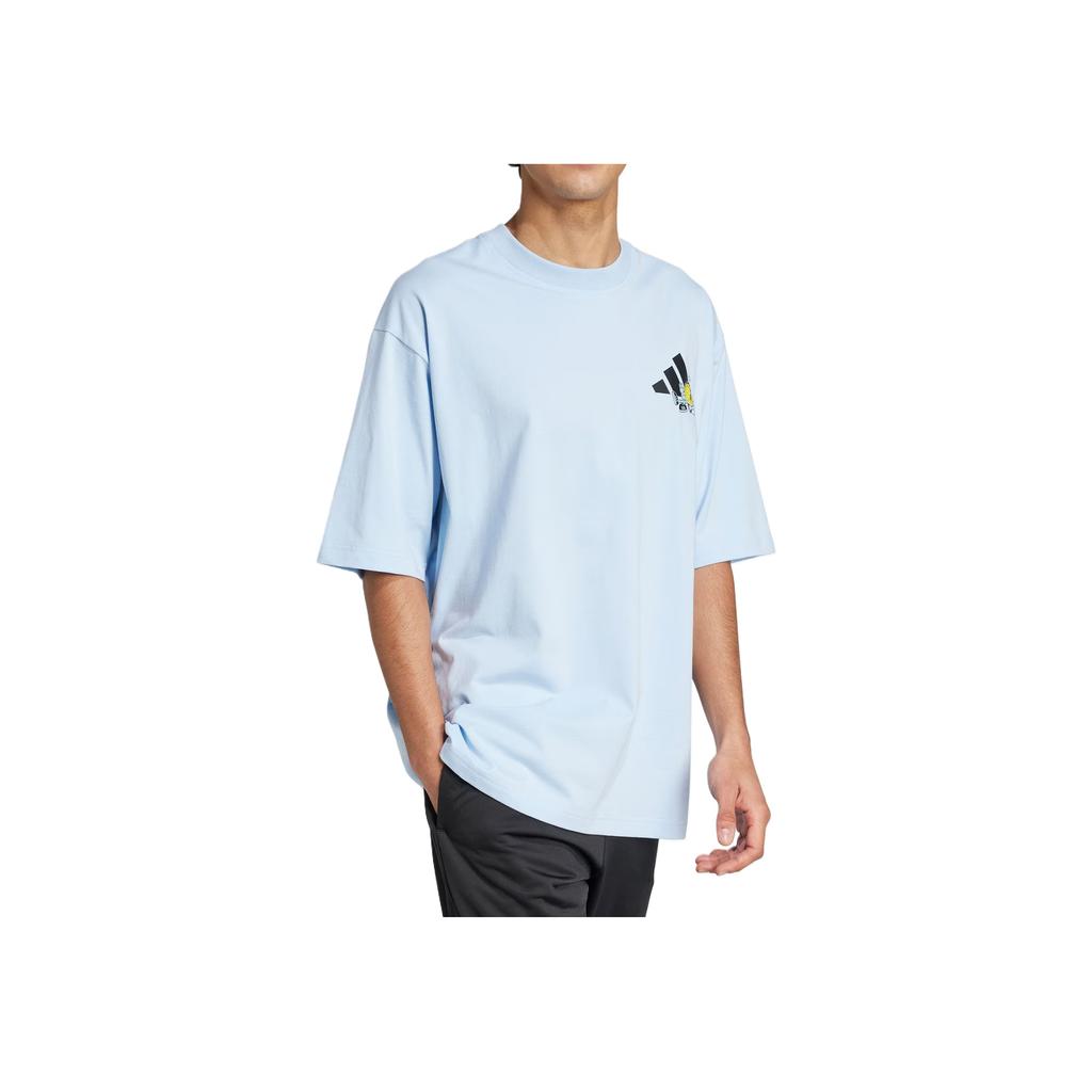 Adidas Positivity Sun Graphic T-Shirt Comfortable Fashion Versatile Casual Short Sleeve Unisex Tops Light-Blue JZ3258