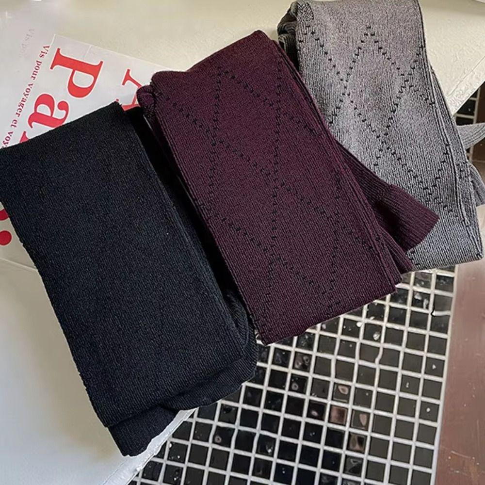 Retro Fashion Jacquard Pattern Knitted Tights High Waist Elastic Stockings Skinny Slimming Pantyhose Autumn Winter