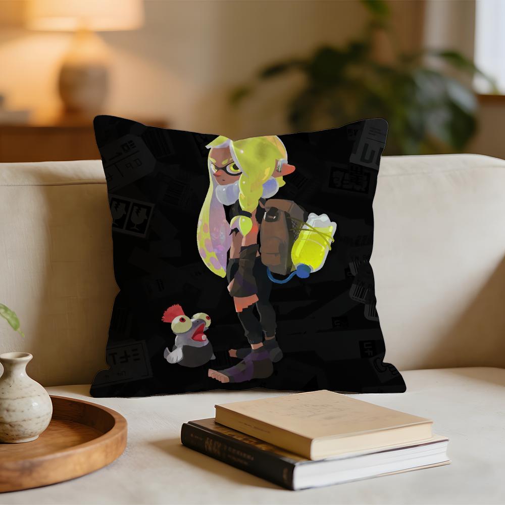 Game SSplatoon Cushion Cover Short Plush Pillowcase for Bed Sofa Carwashable