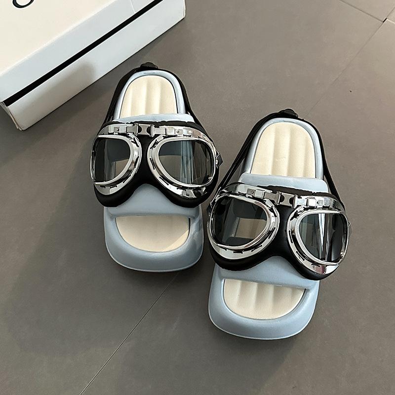 

Locomotive glasses wear slippers outside women s summer new niche design fashionable thick bottom heightening sandals 40-41