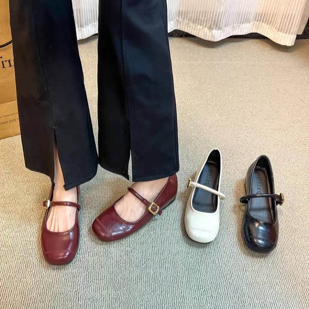 Fashion Footwear Ballet Flats Women Dance Shoes for Spring Buckle Strap Shallow Female Square Toe Ladies Lolita Shoes 2026