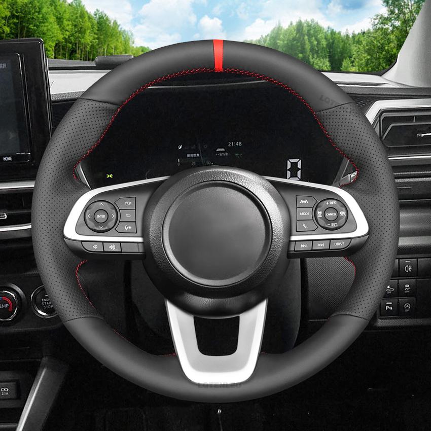 Черный искусственный кожаный чехол на руль автомобиля — фото 3