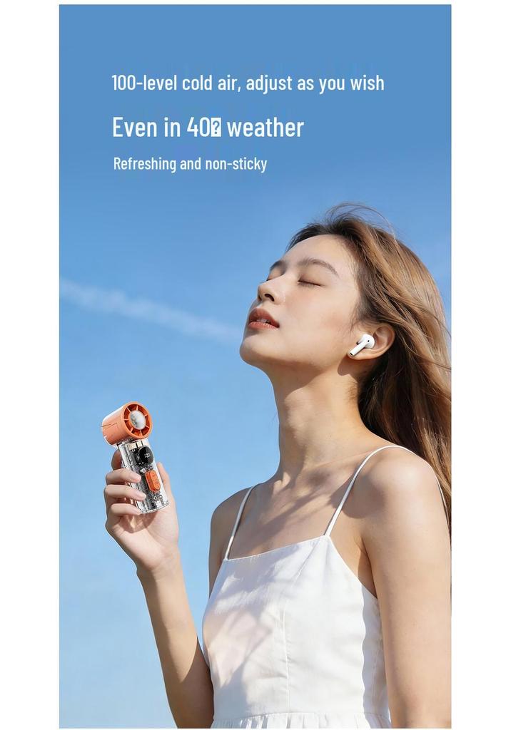 Portable Mini Silent Fan with Smart Display & USB Charging