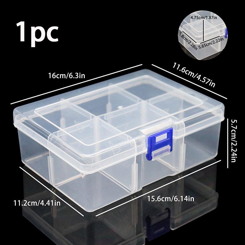 

ST New 1PC Transparent 6-Grid Plastic Box Jewelry And Fishing Gear Desktop Storage Box Removable Storage Box For Tools
