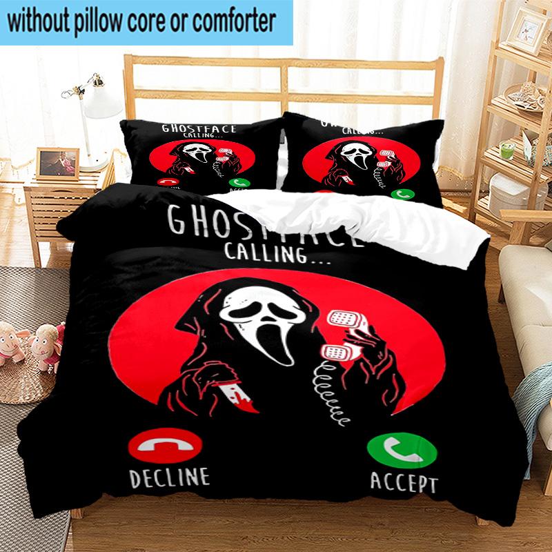 3PCS Scr-eam Horror Movie 3pcs Bedding,Including 3PCS Duvet Cover And 2pcs Pillowcases Perfect for Christmas,Ideal for Bedroom, Dormitory