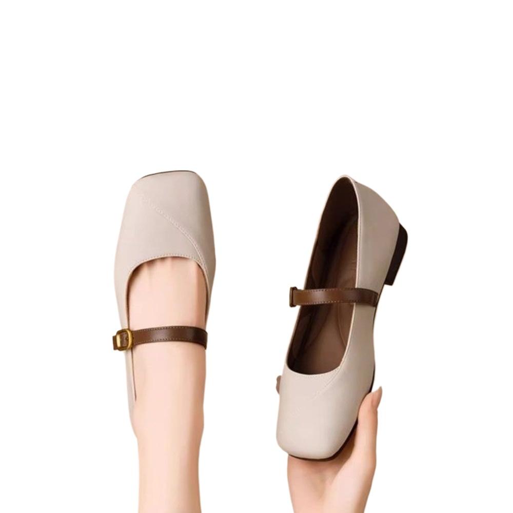 2025 Vår Nya Retro Kvinnor Platta Ballerinaskor Mode Sneakers Fyrkantig Tå Damer Casual Mary Jane Slingback Skor Designerskor