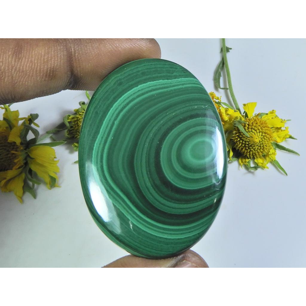 AA++ 101Cts. Natural Green Malachite Oval Cabochon Loose Gemstone 33X47X04MM D-12