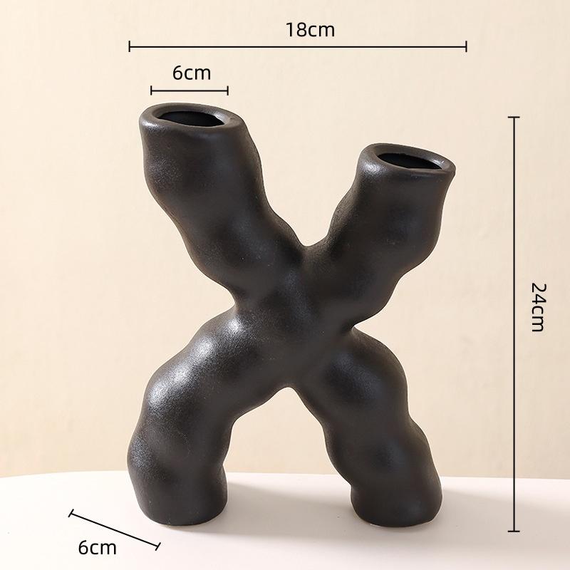 Ceramic Ornaments Geometric Pipeline Flower Vase Irregular Twisted Flower Arrangement Terrarium Home Decoration Accessories