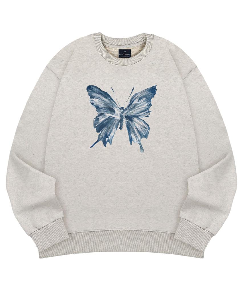Ellamo Blue Butterfly Oversized Sweatshirt