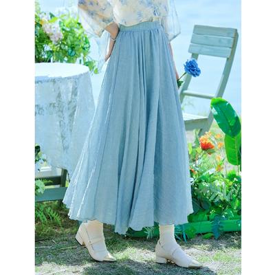 DIMANAF 2025 Estate Solido Donne Nuove Gonne Elastiche Eleganti Bianche Plissettate Pizzo Vita Alta