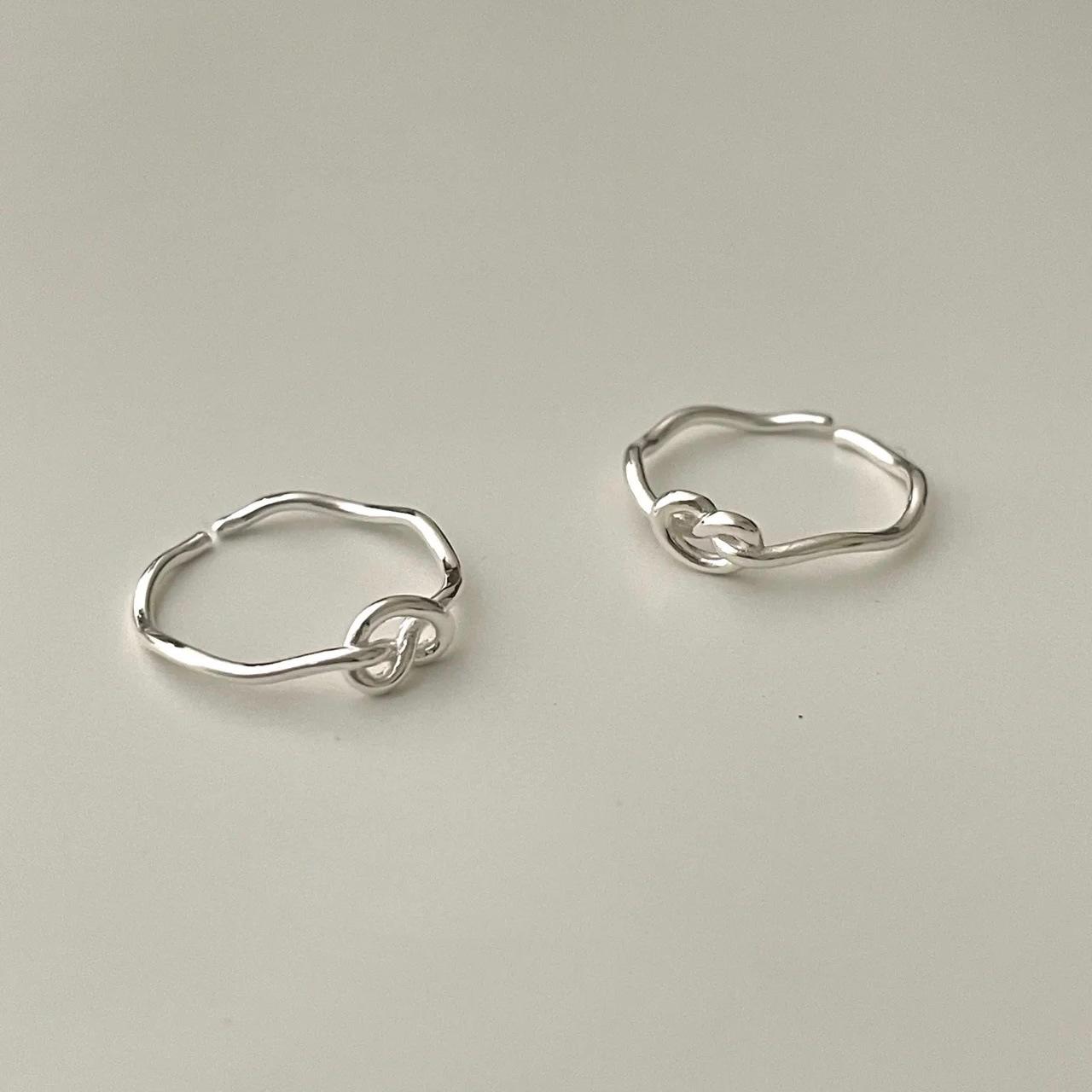 Sterling Silver Heart Knot Open Ring for Women - Versatile Irregular Band Adjustable Open серебряный