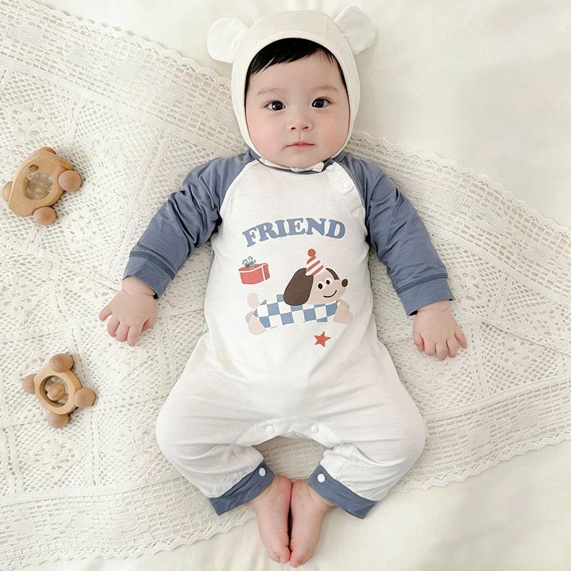 Modal Sommer Baby Langarm Strampler Schlafanzug für Neugeborene