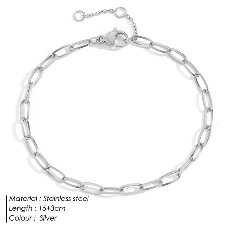 CARLIDANA Fashion Stainless Steel Gold Plated Paper Clip Bracelets Women Men Cuban Link Mesh Chain Bracelet Simple Jewelry