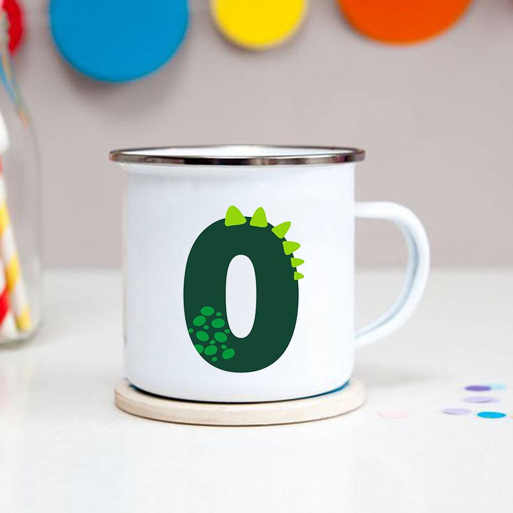 Number 1-9 Boys Dinosaur Enamel Mugs Creative Cartoon Animal Kids Dessert Juice Cola Cups Kindergarten Baby Child Birthday Gifts
