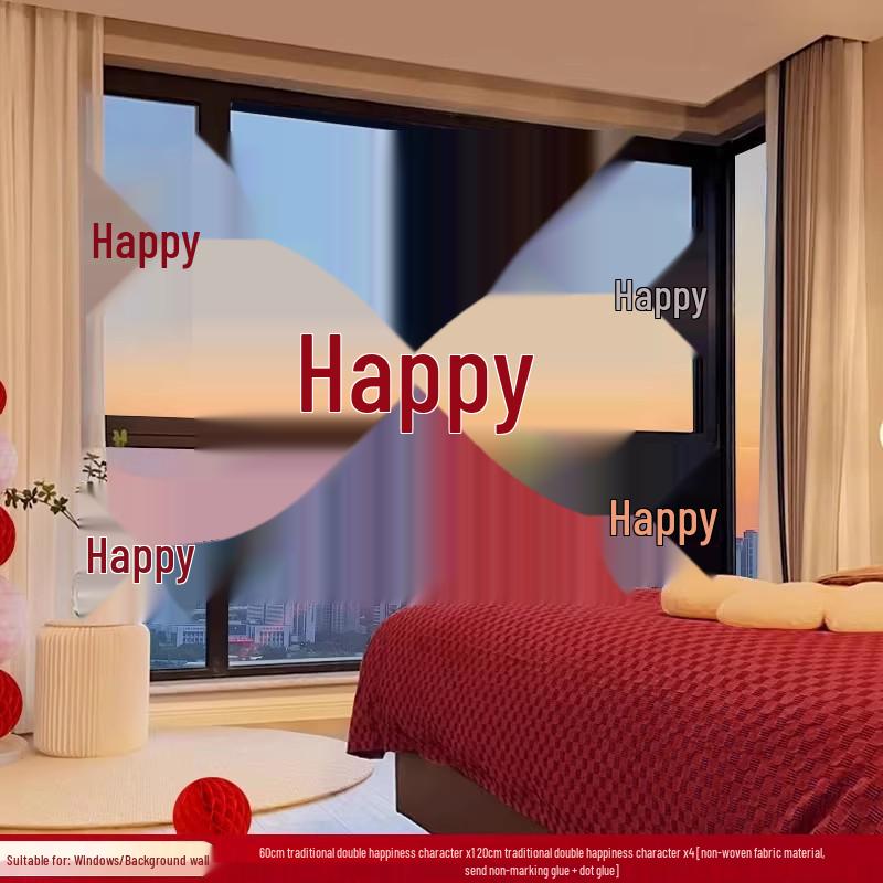 

Large Chinese Character Sticker Set for Wedding Room Decor: Perfect for Bride s Bedroom, Wedding Gift, and New Home Living Room. [With installation video and installation tools]
